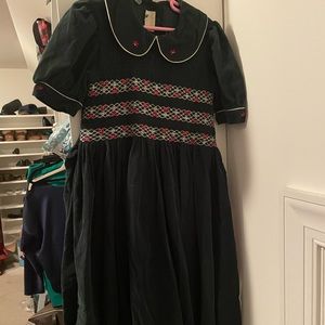 6x Smocked Green Holiday Christmas Dress